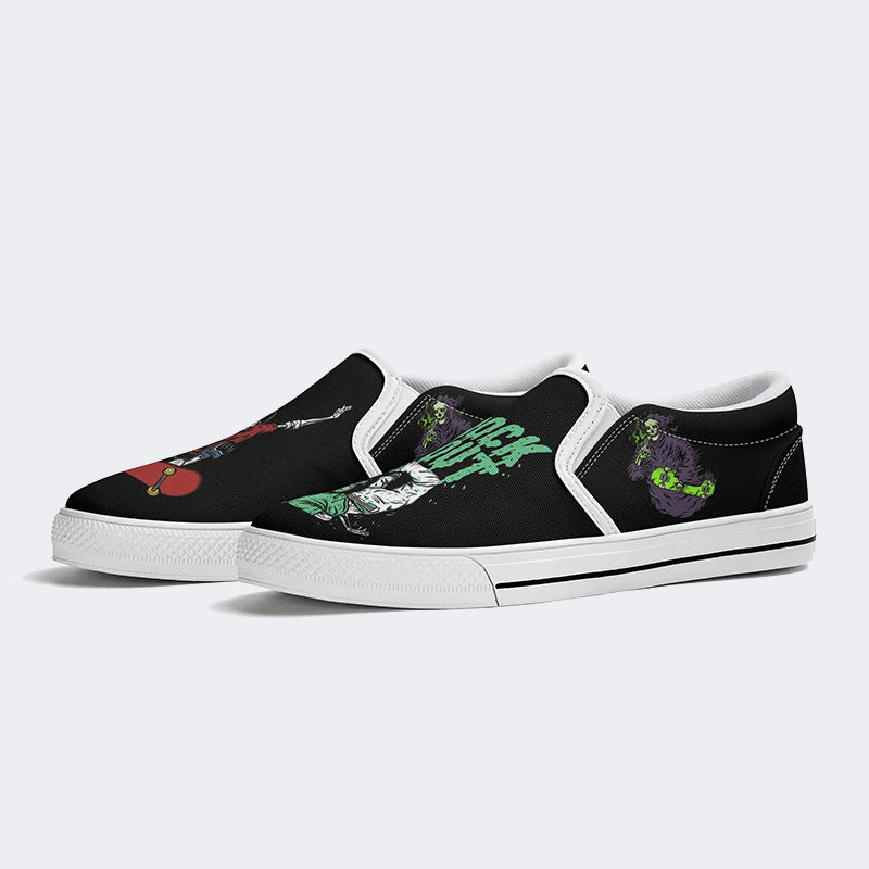 Skull Skateboard - Slip On Shoes