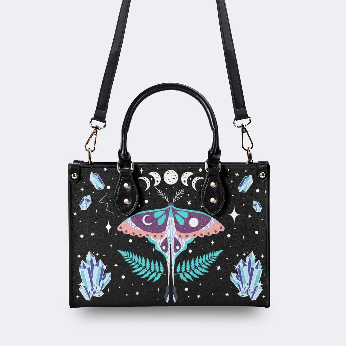 Death Moth Under The Stars - Leather Handbag