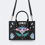 Death Moth Under The Stars - Leather Handbag