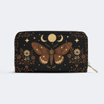 Moth And Moon Print - Leather Wallet