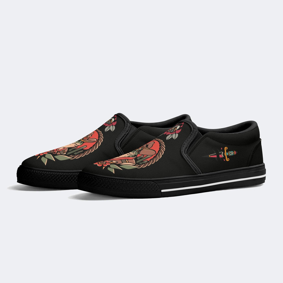 Cowboy Frog Print - Slip On Shoes