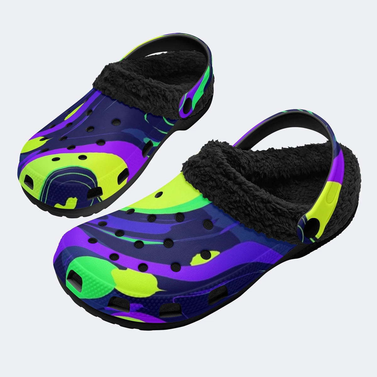 Neon Swirl Marble - Fur Lined Slippers/Sandals