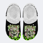 Horror Mummy Monster Print - Fur Lined Slippers/Sandals