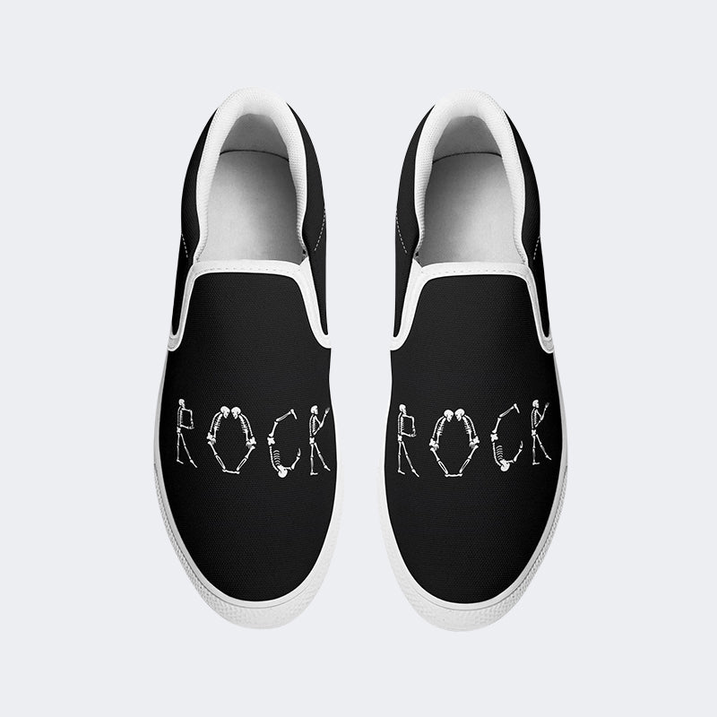 Unisex Retro Rock Music Art Illustration Print - Slip On Shoes