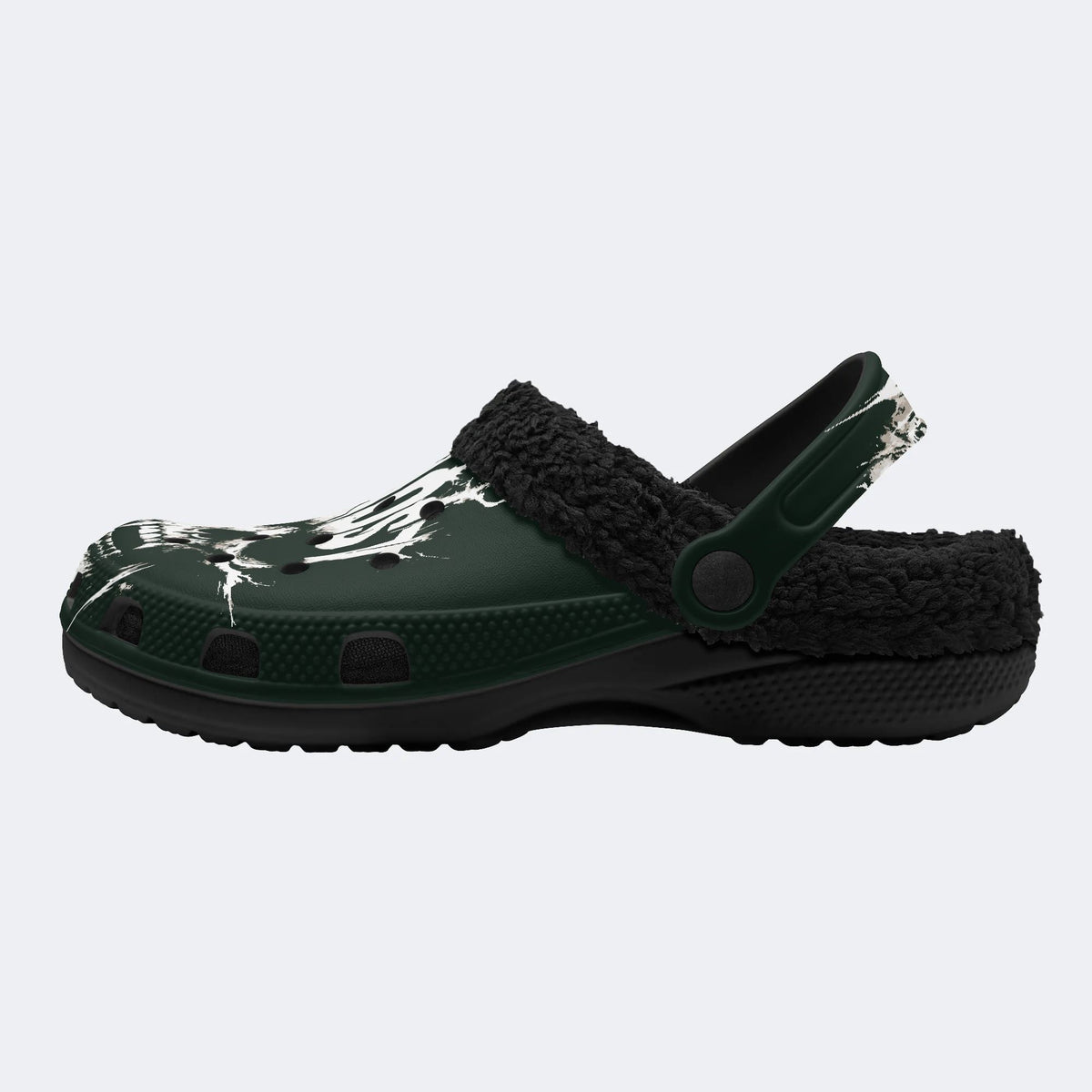 Ghost Text Skull - Fur Lined Slippers/Sandal