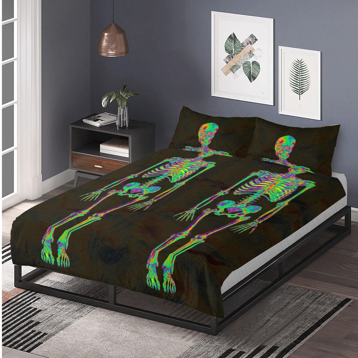 Gothic Skull Print - Three Piece Bedding Set