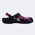 Dark Magenta Skull - Fur Lined Slippers/Sandals