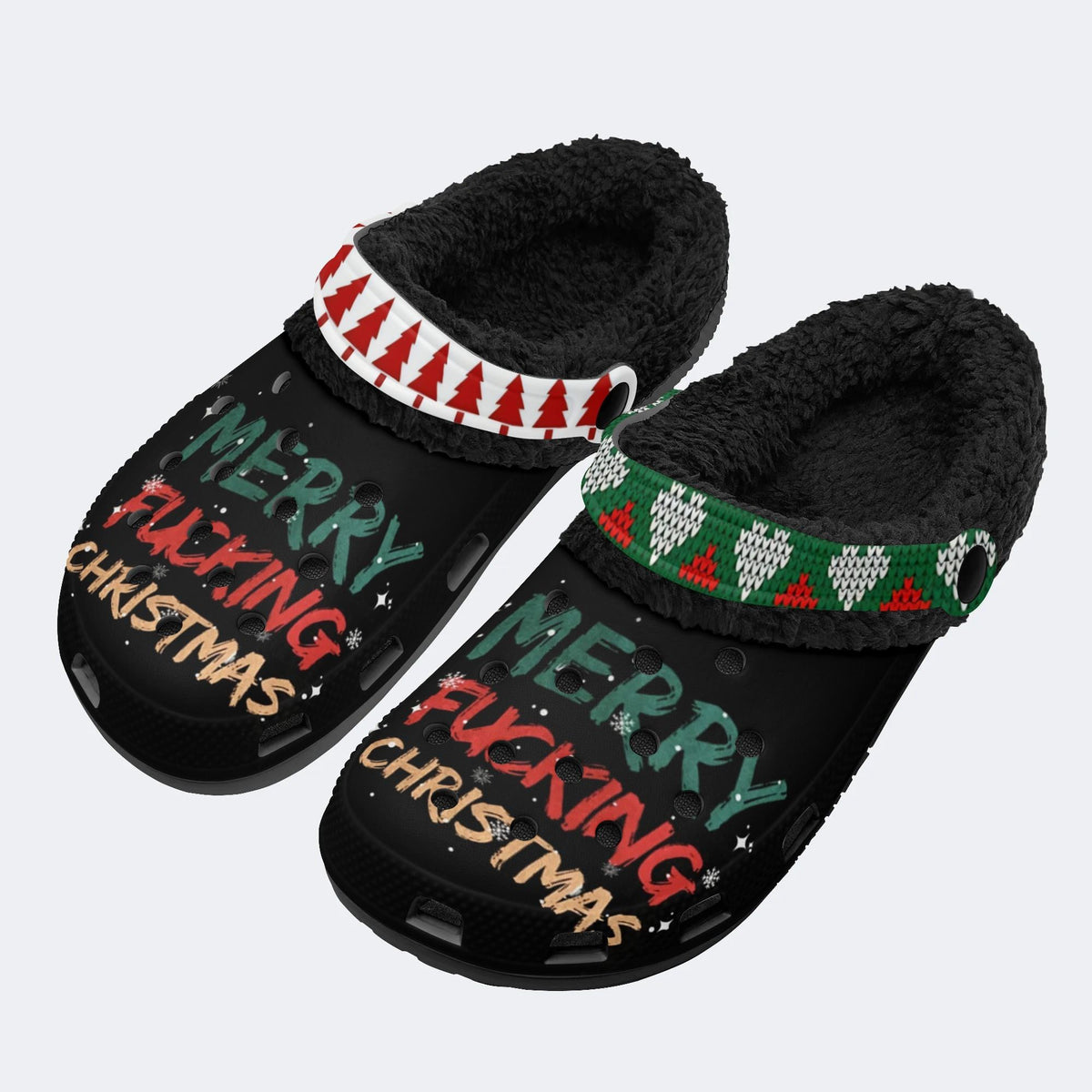 Merry Christmas Print - Fur Lined Slippers/Sandals