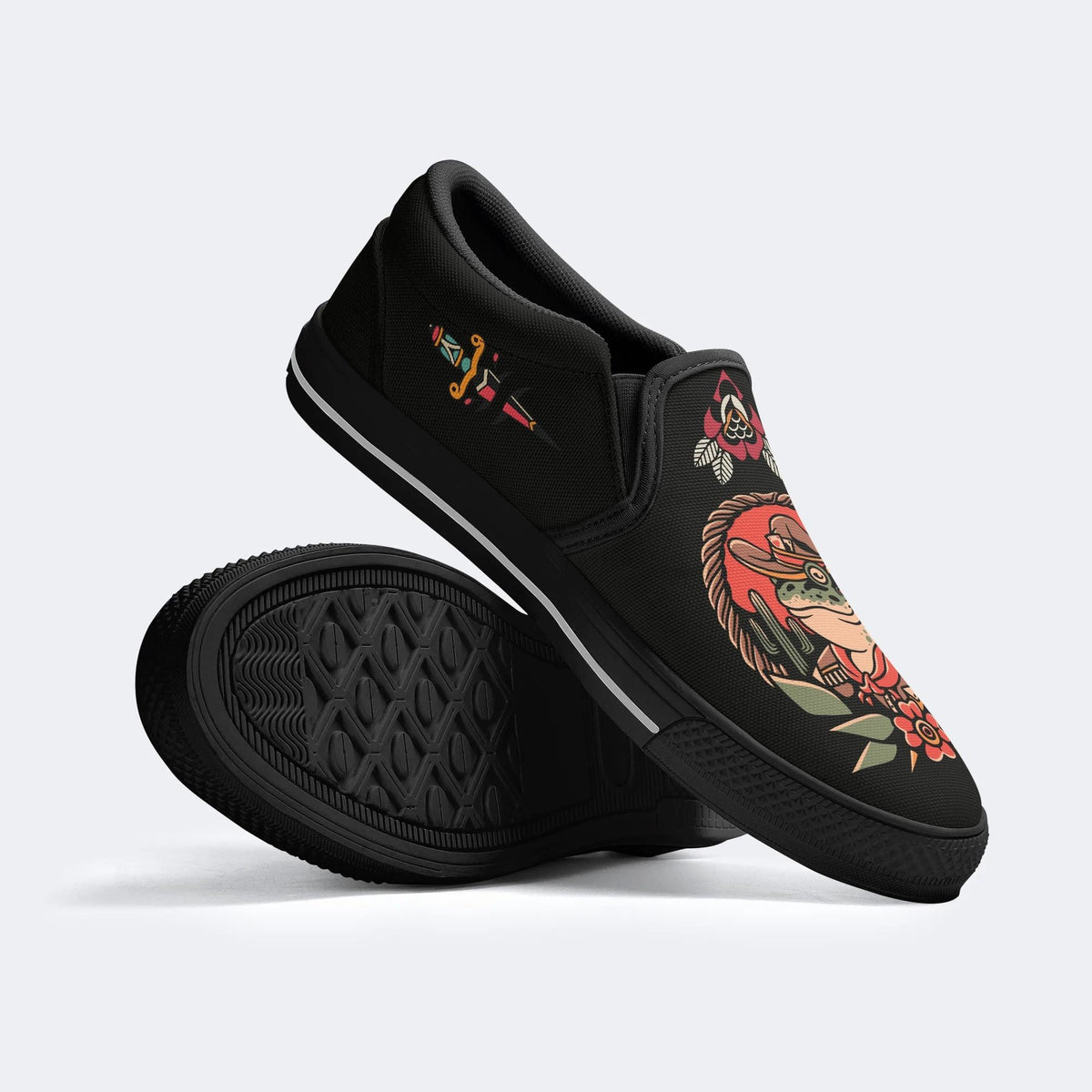 Cowboy Frog Print - Slip On Shoes