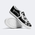 Unisex Black Metal Pinhead Print - Slip On Shoes