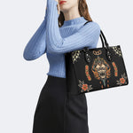 Death Moth&Skeleton Print - Leather Handbag
