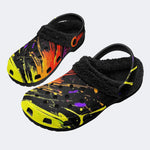 Vibrant Graffiti Splash - Fur Lined Slippers/Sandals
