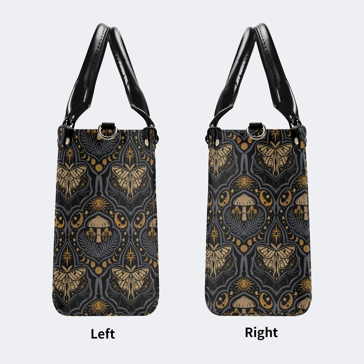 Starry Sky And Moth Print - Leather Handbag