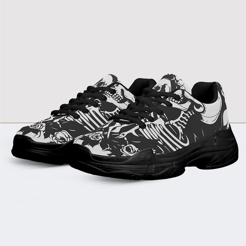 Klobige Sneakers mit Totenkopf-Print 