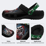 Horror Santa Claus Ghostface Print - Fur Lined Slippers/Sandals