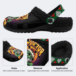 Horror Zombie Santa Claus Print - Fur Lined Slippers/Sandals