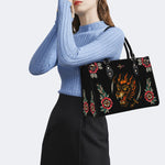 Wolf Head Print - Leather Handbag