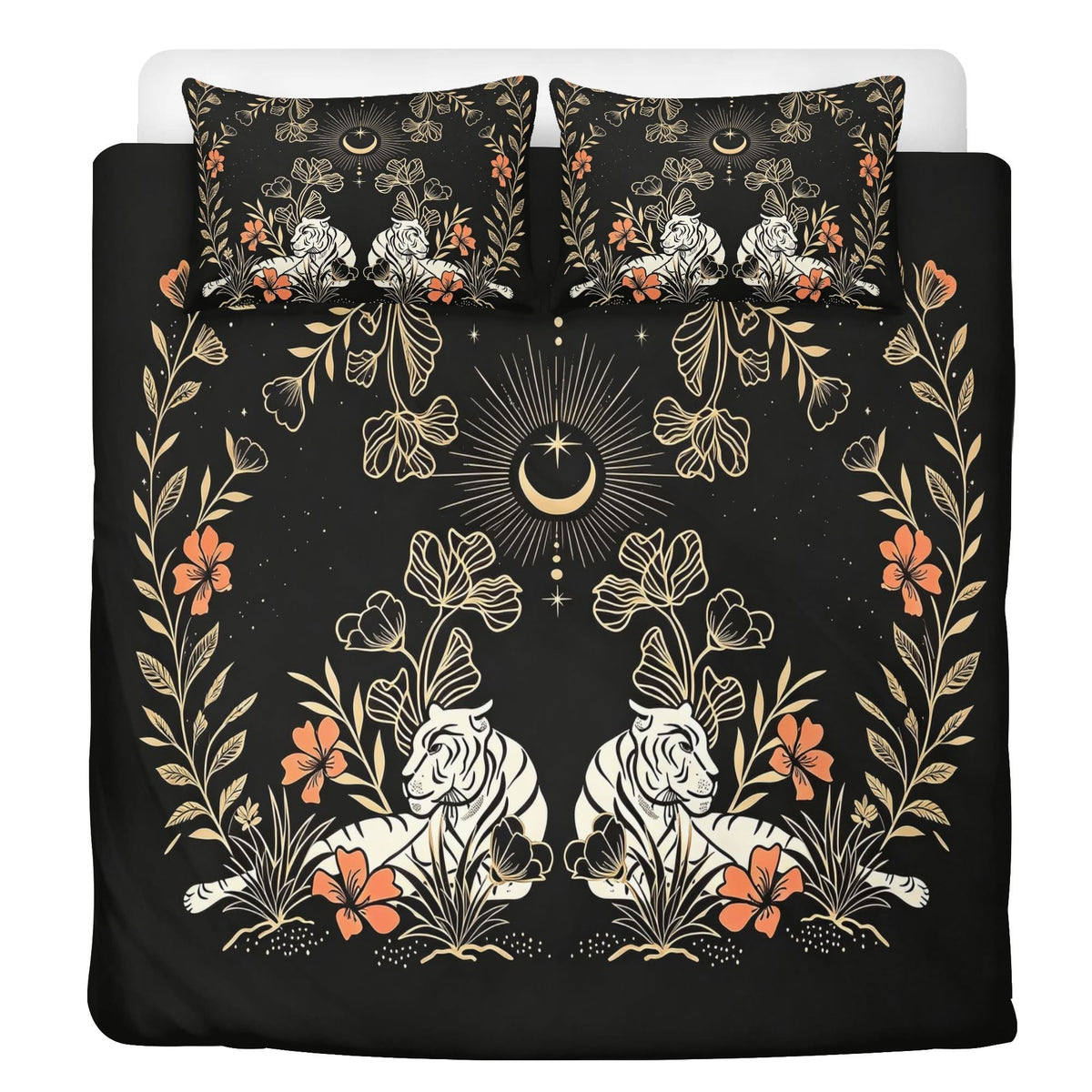 Dark Boho Tiger Print - Three Piece Bedding Set