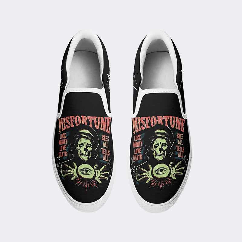 Unisex Horror Skull Print - Slip On Shoes