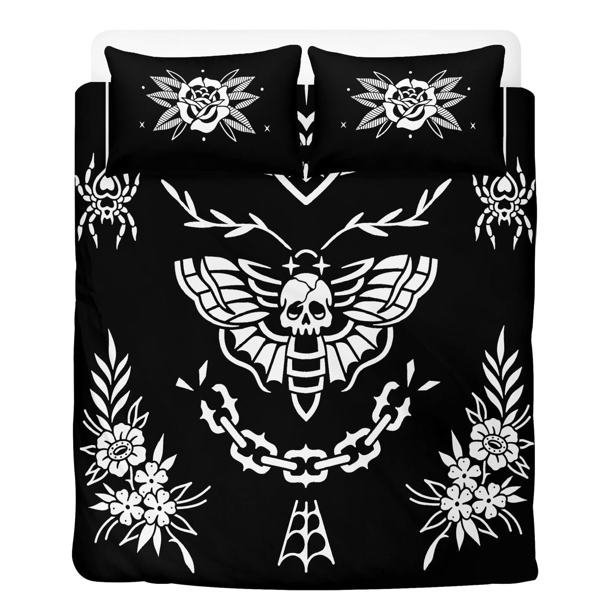 Death Moth Vintage Print - Three Piece Bedding Set