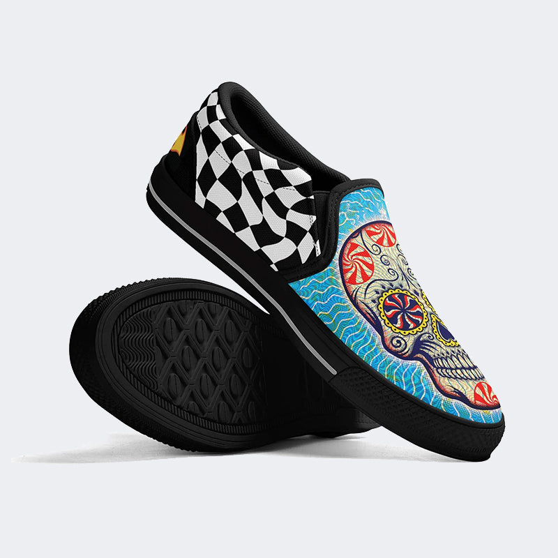 Unisex Skull Graffiti Art Print - Slip On Shoes