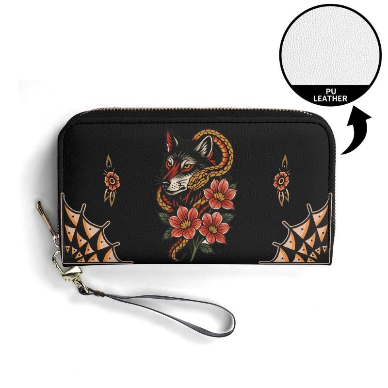 Wolf And Snake Print Leather Wallet Factory Direct Sales