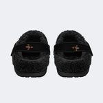 Skull&CD Print - Fur Lined Slippers/Sandals