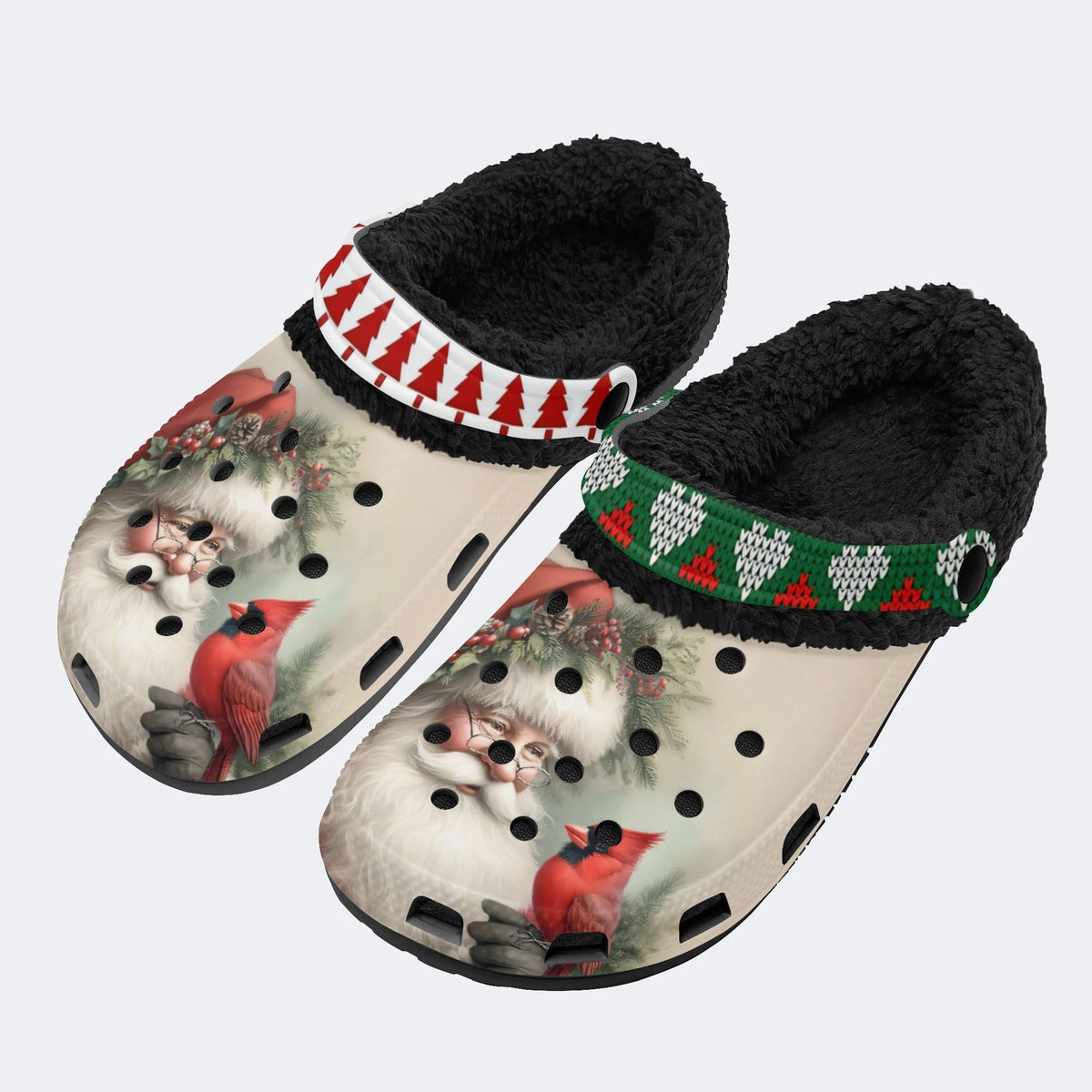 Funny Santa Claus Print - Fur Lined Slippers/Sandals