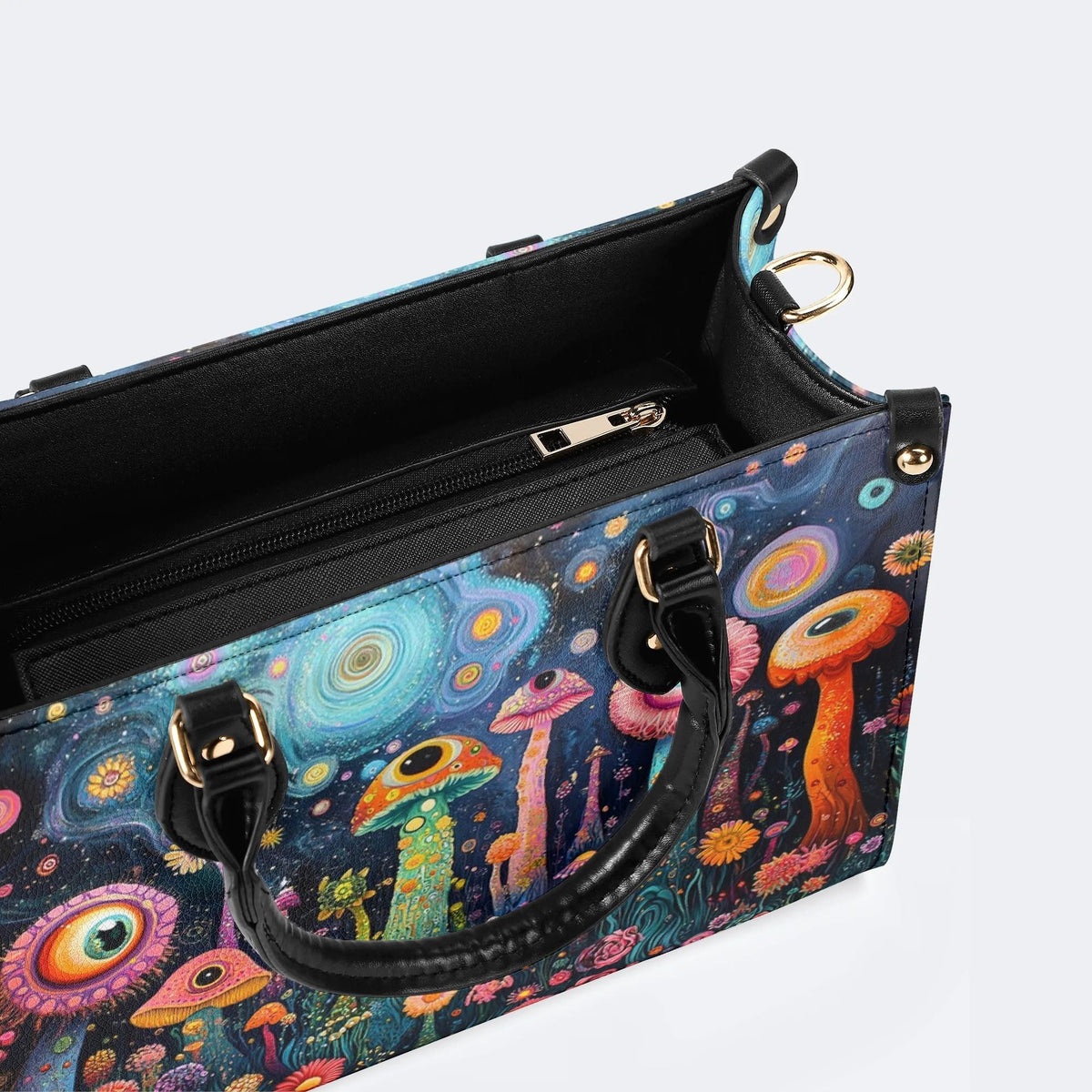 The World Of Mushrooms - Leather Handbag