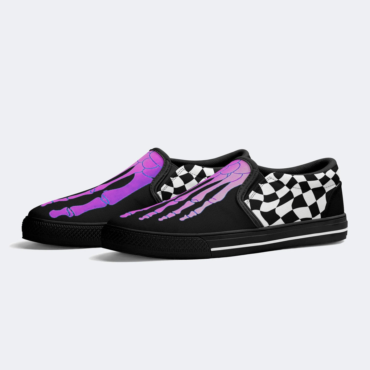 Purple Gradient Skeleton Toes Skull - Slip On Shoes
