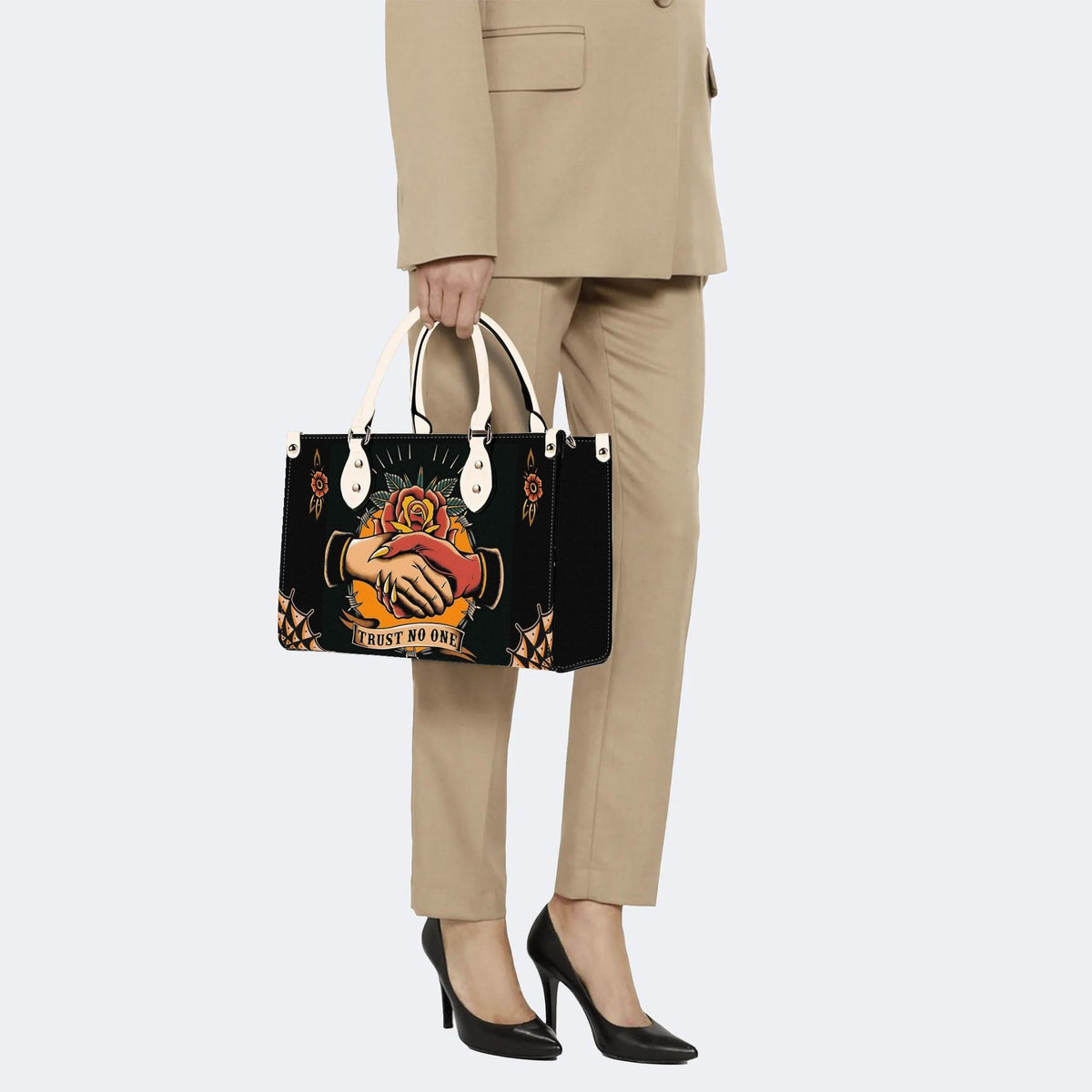 Trust No One Snake Print - Leather Handbag