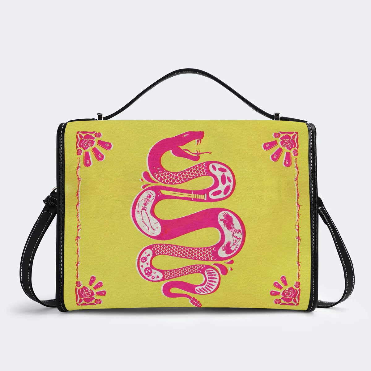 Pink Rattlesnake - Leather Satchel Bag