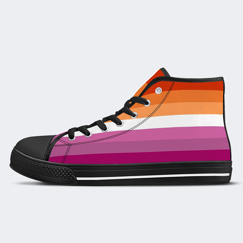 Lesbian Pride Flag High Top Canvas Shoes