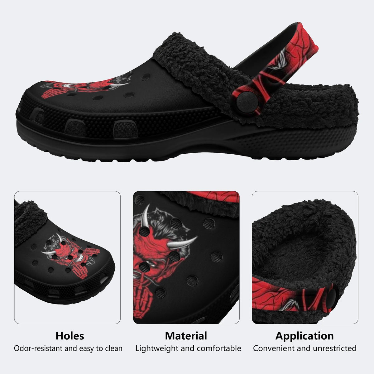 Devil Horn Portrait - Fur Lined Slippers/Sandals
