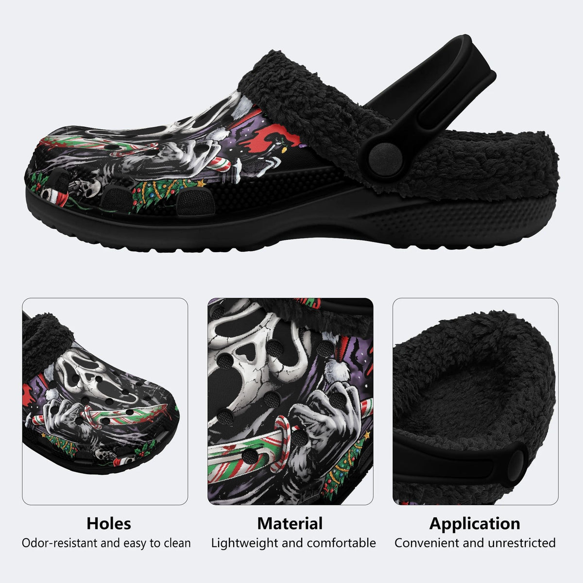 Gothmas Horror Mask‑ Fur Lined Slippers/Sandals