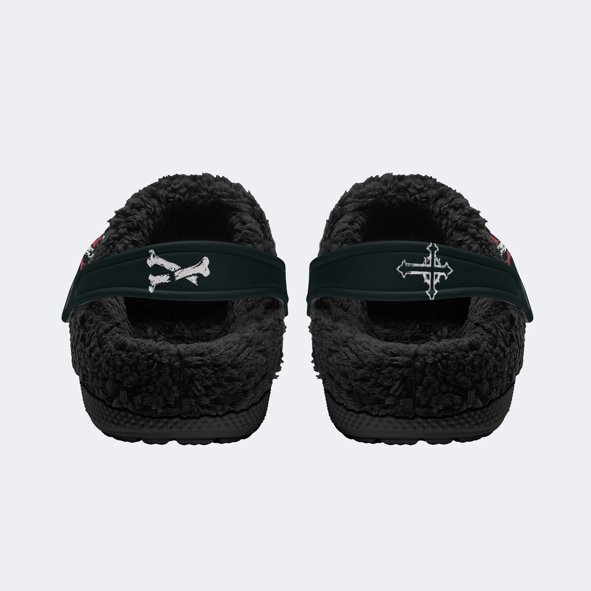 Skeleton Hand Skull Cross - Fur Lined Slippers/Sandals