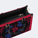 Red Snake As The Center - Leather Handbag
