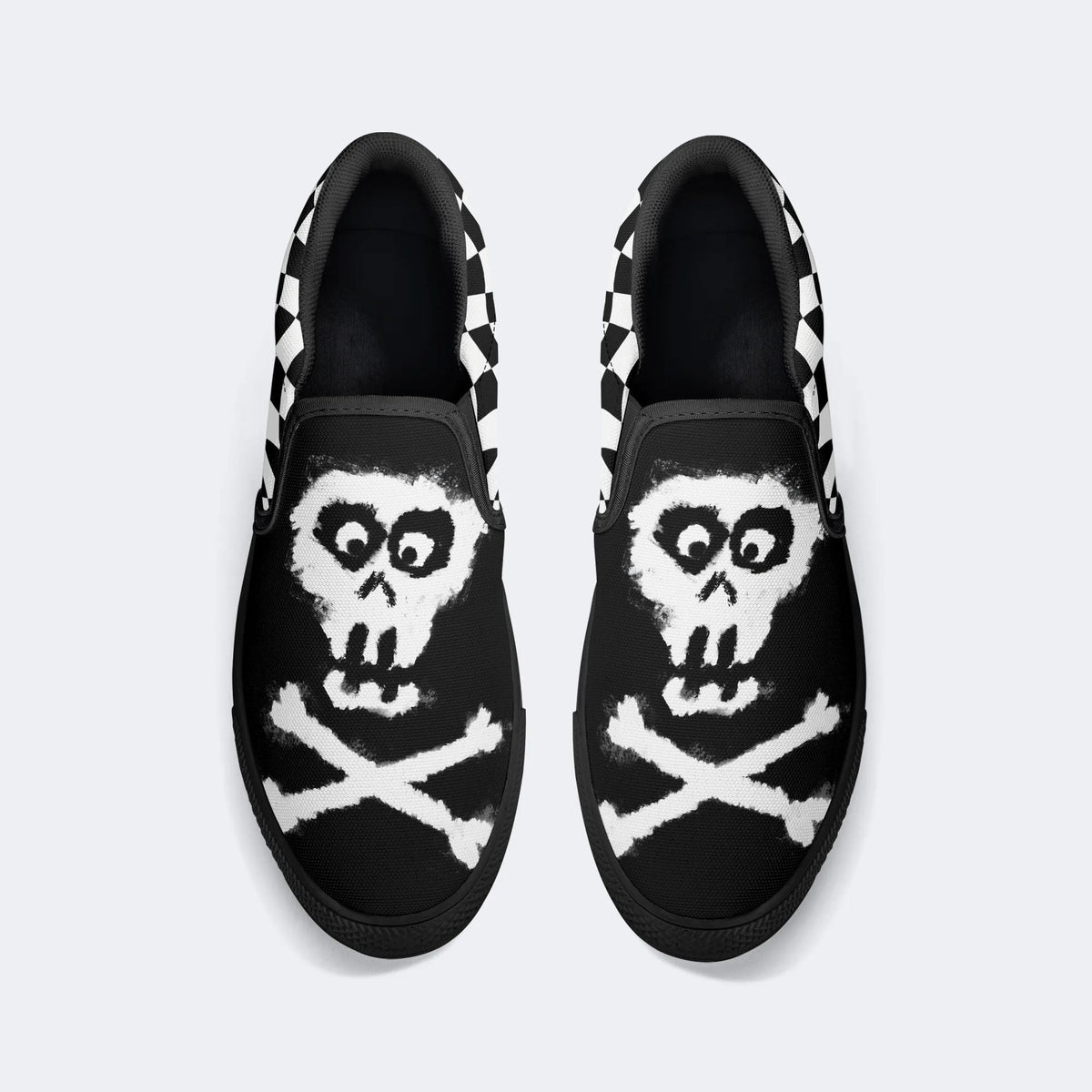 Unisex Skull Print - Slip On Shoes