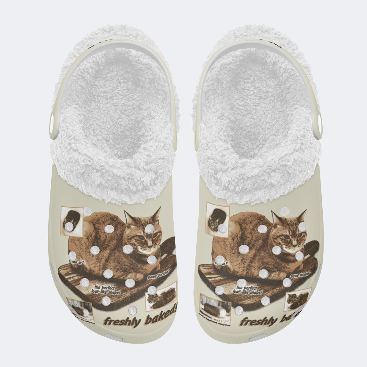 Cat Loaf Unisex Vintage - Fur Lined Slippers/Sandals