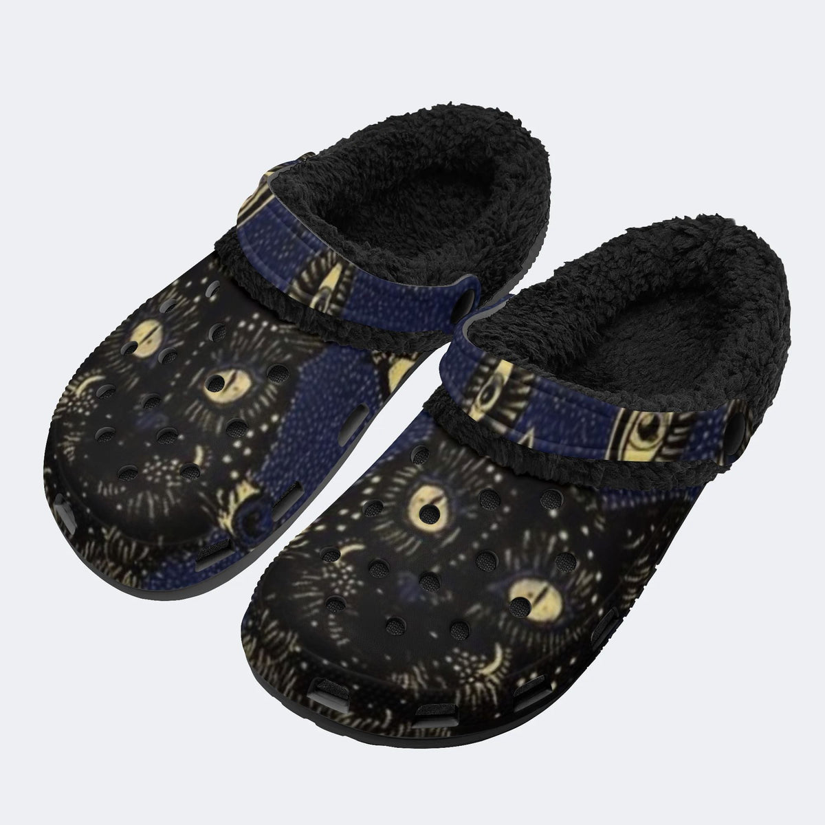 Witchy Night Cat - Fur Lined Slippers/Sandals