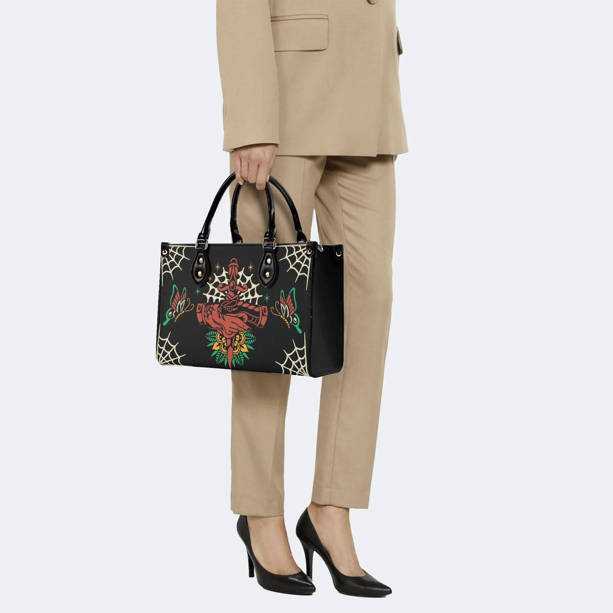 Trust No One Snake Print - Leather Handbag