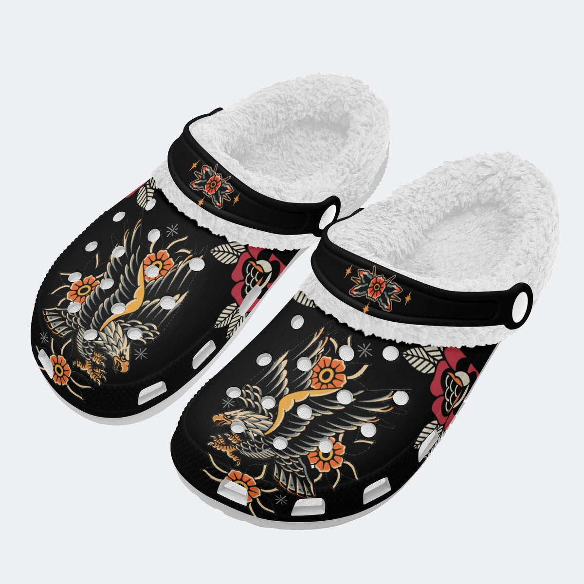 Traditional Eagle Print - Fur Lined Slippers/Sandals