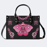 Pink Death Moth Print - Leather Handbag