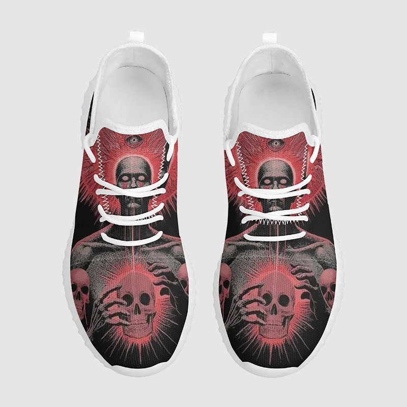 Skull Print Mesh Knit Sneakers