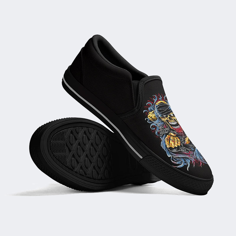 Skull Graphic Print - Slip On Shoes