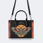 Traditional Death Moth Vintage Print - Leather Handbag
