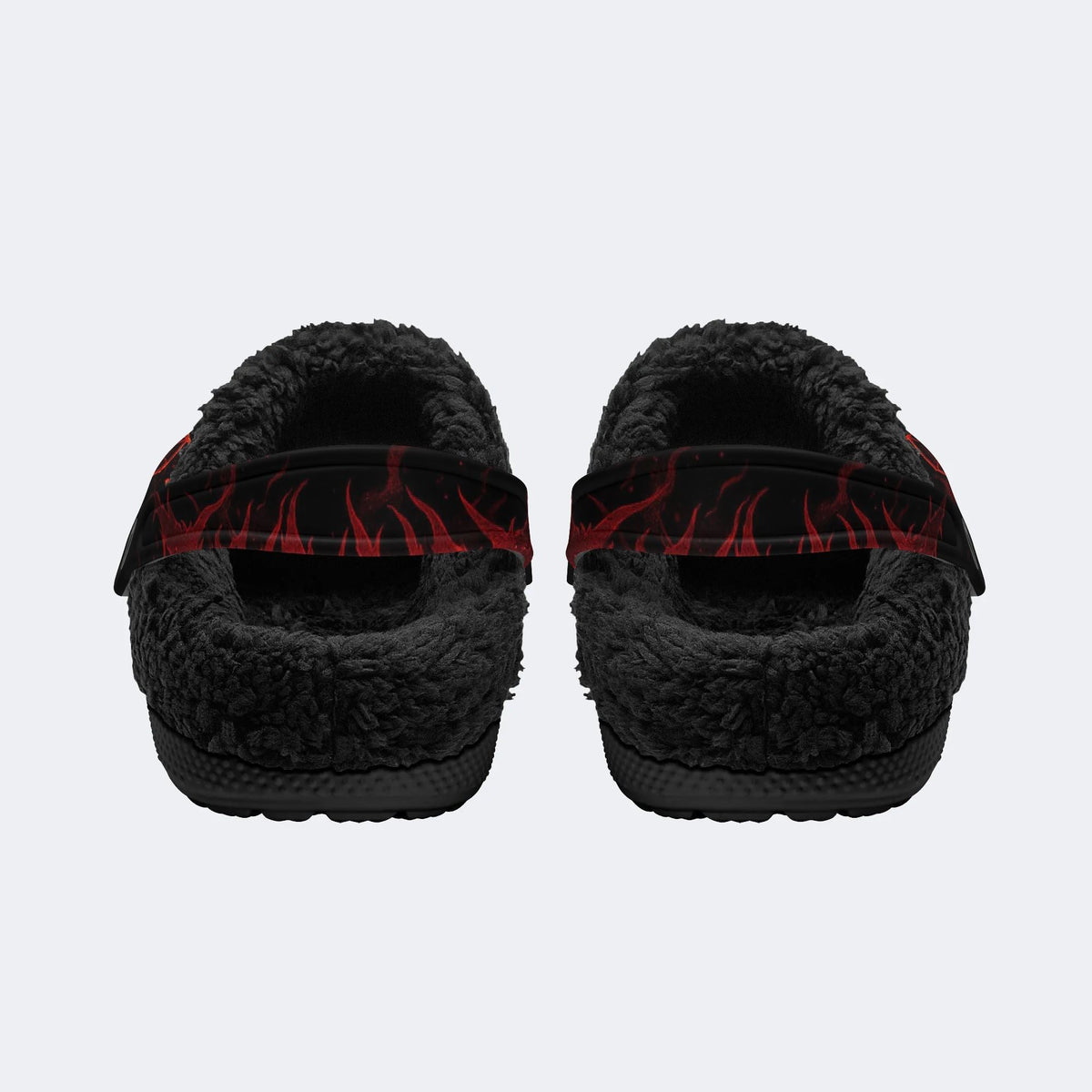 Gothic Fire Bat Skull - Fur Lined Slippers/Sandals