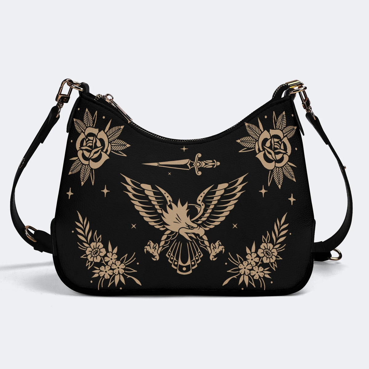 Golden Eagle Print - Leather Crossbody Bag