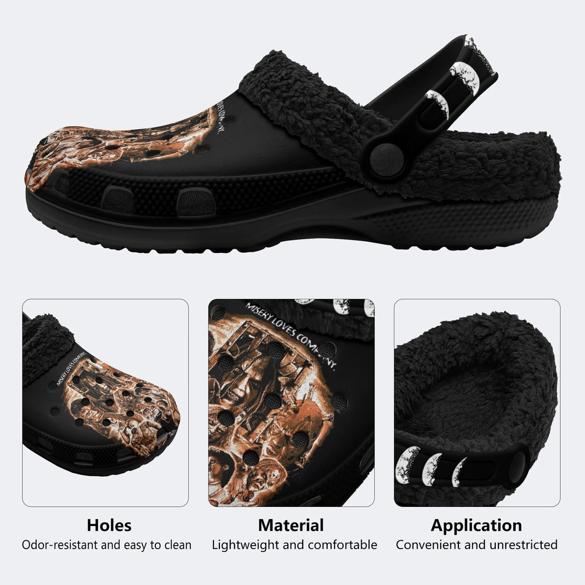 Thirteen Ghosts Print - Fur Lined Slippers/Sandals