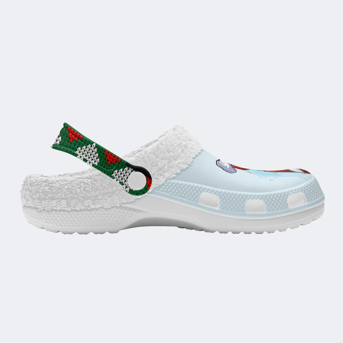 Santa Hat Football Print - Fur Lined Slippers/Sandals